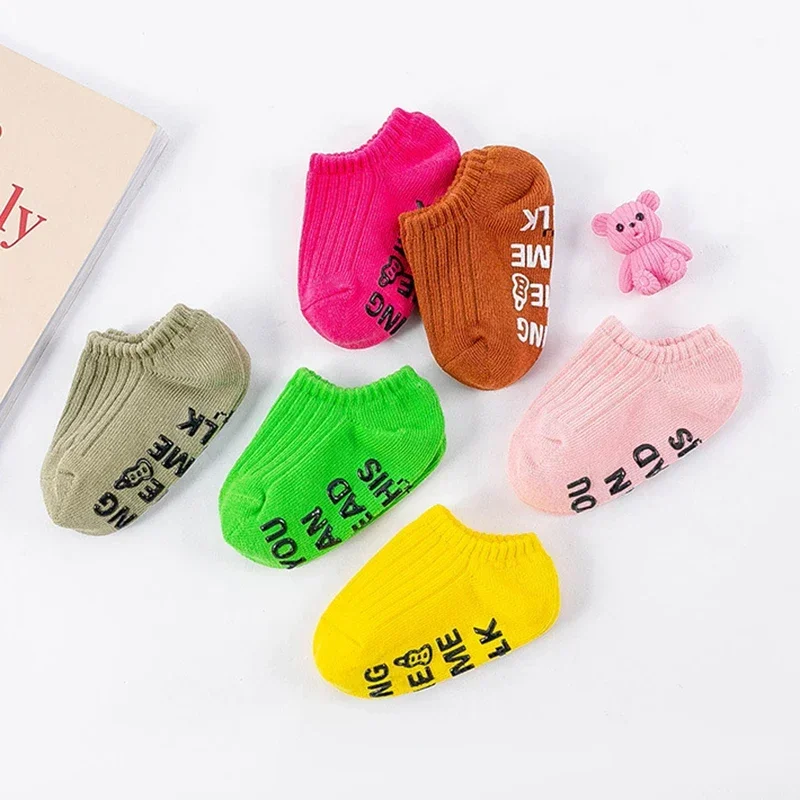 Cute Baby Cotton Rubber Anti-slip Floor Socks Boys Girls Casual Short Ankle Socks for Newborn Infant Kids Clothes Accessories