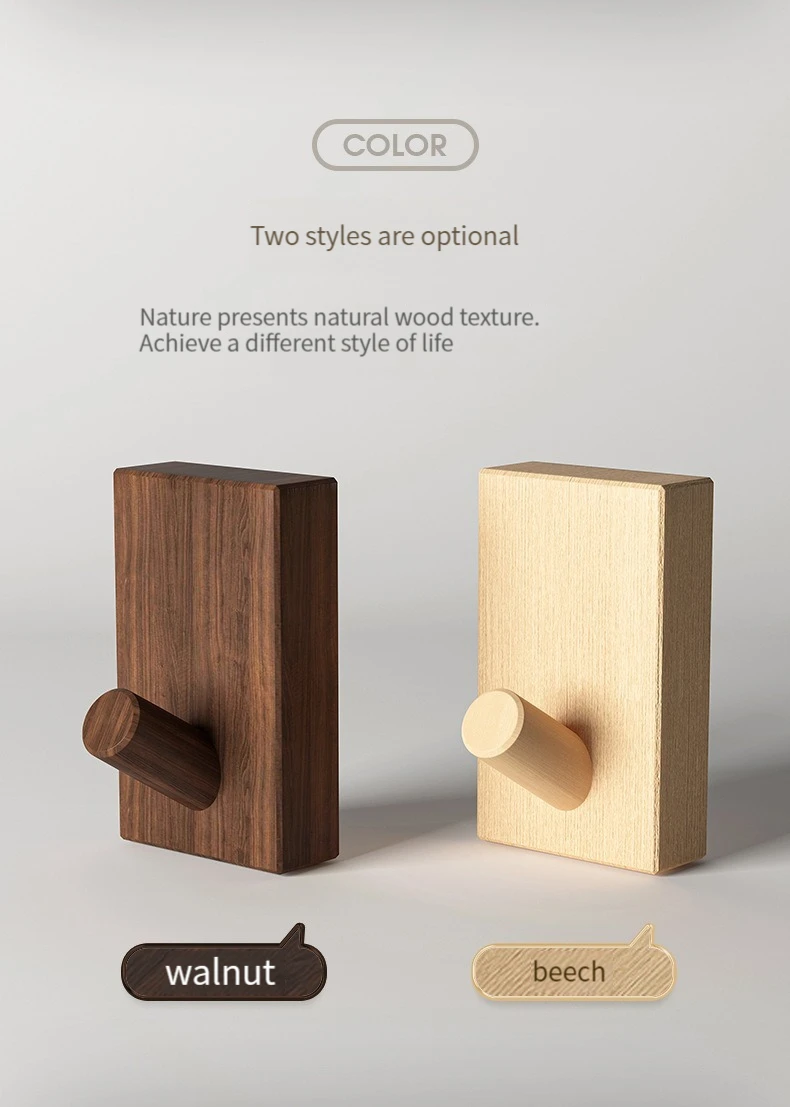 Nordic Solid Wood Ins Creative Porch Wall Hanging Wooden for Coat and Hat Free Punching Hook 6