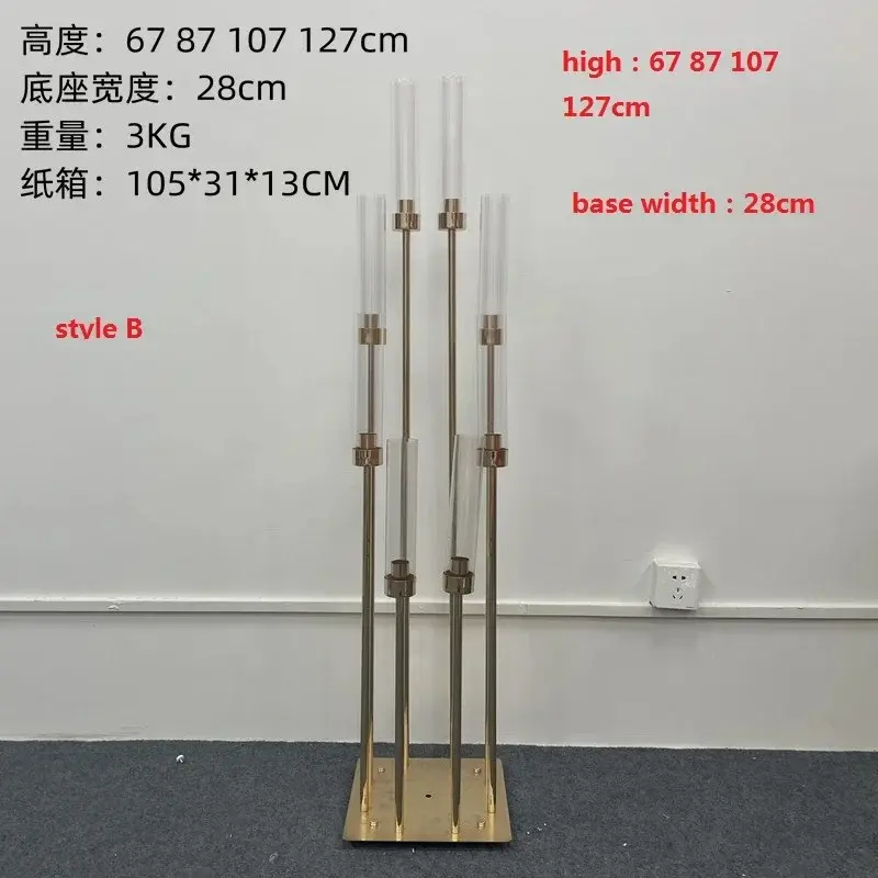 4/5/10pcs 8 Heads Metal Candelabra Candle Holders Road Lead Table Centerpiece Gold Candelabrum Stand Pillar Candlestick wedding - Image 6