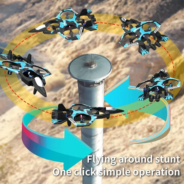 2025 New Fighter Quadcopter Drone Stunt Light RC Aircraft Four Channel Hovering Alta Altitude Rolling Special Effect 4