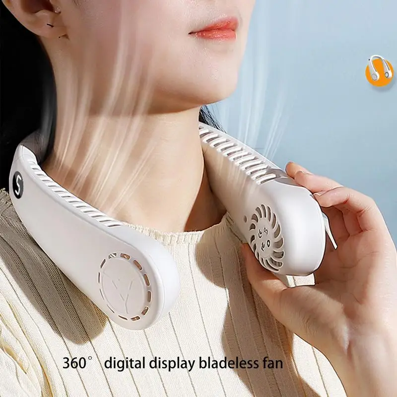 충전식 목 선풍기 충전식 블레이드리스 개인 냉각 장치, 1200mAh 배터리 전원, 핸즈프리 어라운드, 목 선풍기 5