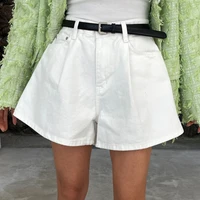 REALEFT Summer Washed High Waist Women's A-line Denim Shorts Pocket White 2025 New Casual Loose Wide Leg Jeans Shorts Female - Image 2