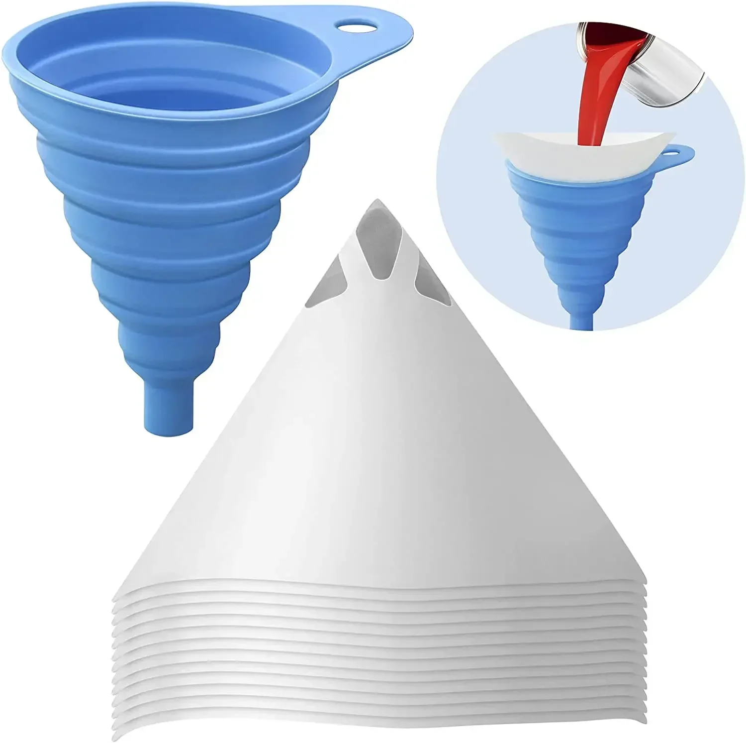 Paint Filter Paper Filter 10-100pcs Car Disposable Paper Filter 190 Mesh Purifying Straining Cup Paint Spray Mesh Conical Nylon Micron Paper Funnel Tools