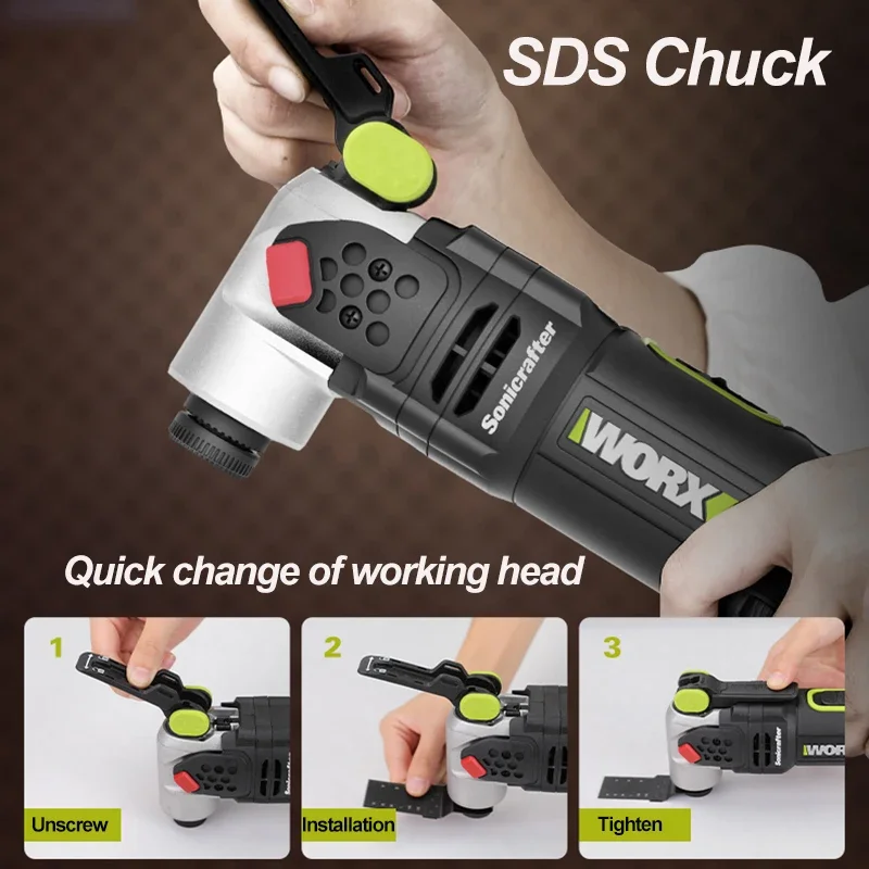 Worx WU690 20v Brushless Motor Sonicrafter Oscillating Multi-Tool SDS Chuck 6 Speeds Large Swing Angle Power Tool 4