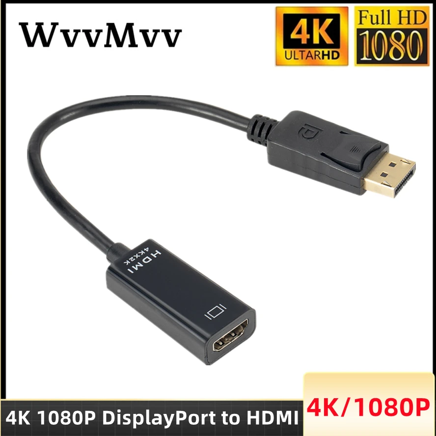 

4K DisplayPort to HDMI-Compatible Adapter DP Male to Female HDMI-Compatible Converter 1080P Video for PC HDTV Laptop Projector