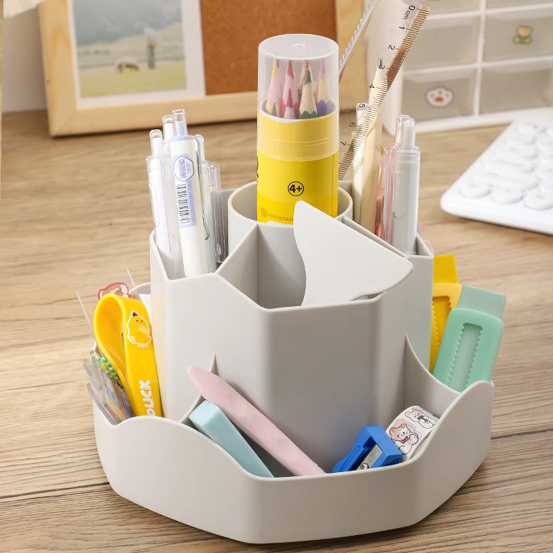 Large Capacity Plastic Rotating Pen Holder Storage Box Office Student Desktop Stationery Storage
