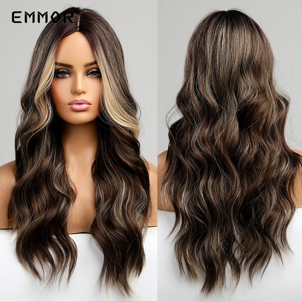 Wig Synthetic Natural Hair Brown Ombre Synthetic Wig Synthetic