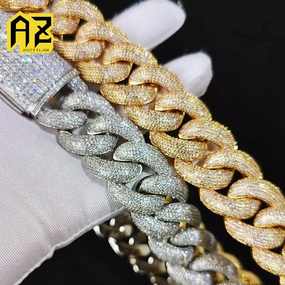 

25mm Bubble Iced Out Necklaces Square Cuban Link Chain Necklaces for Men Women Hip Hop Bling Zircon Goth Choker Free Ship