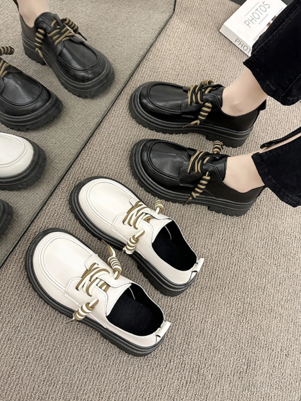 

Женские туфли в британском стиле, осенние черные туфли-оксфорды на плоской подошве, женская обувь, повседневные кроссовки на платформе, модные Универсальные лоферы с