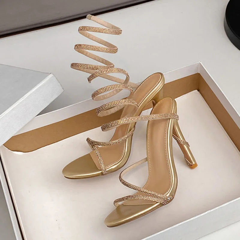 Liyke Sexy Silver Crystal Cross Strap Sandals Women Summer Party Wedding Banquet Shoes Fashion Open Toe Club Transparent Heels main image 0