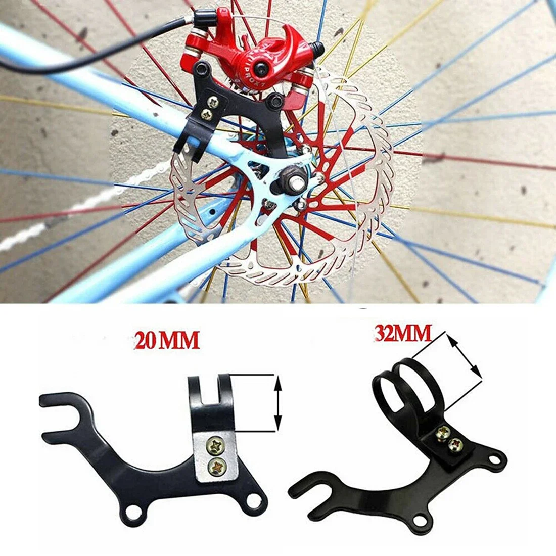 

Brake Conversion Bracket Bike Disc Brake Modification Bracket MTB Bicycle Brake Refitting Holder Rack 20mm 32mm Hole
