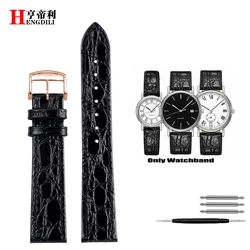 Premium Genuine Leather Watchband Strap - Elegant Wristband Bracelet - 18mm (Black - rose gold)