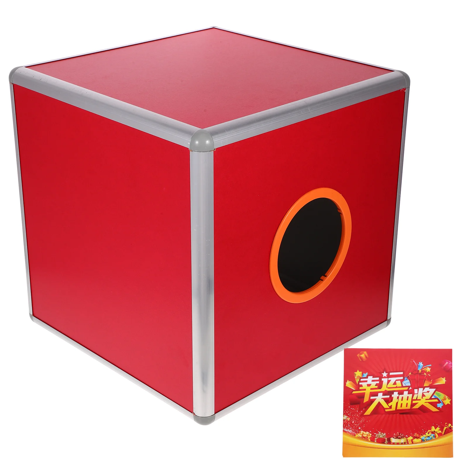 Lottery Box Square Raffle Game Box Metal Ballot Box Donation Box Ticket Box Box Storage Bin Cube Case for Voting Charity 29X29cm