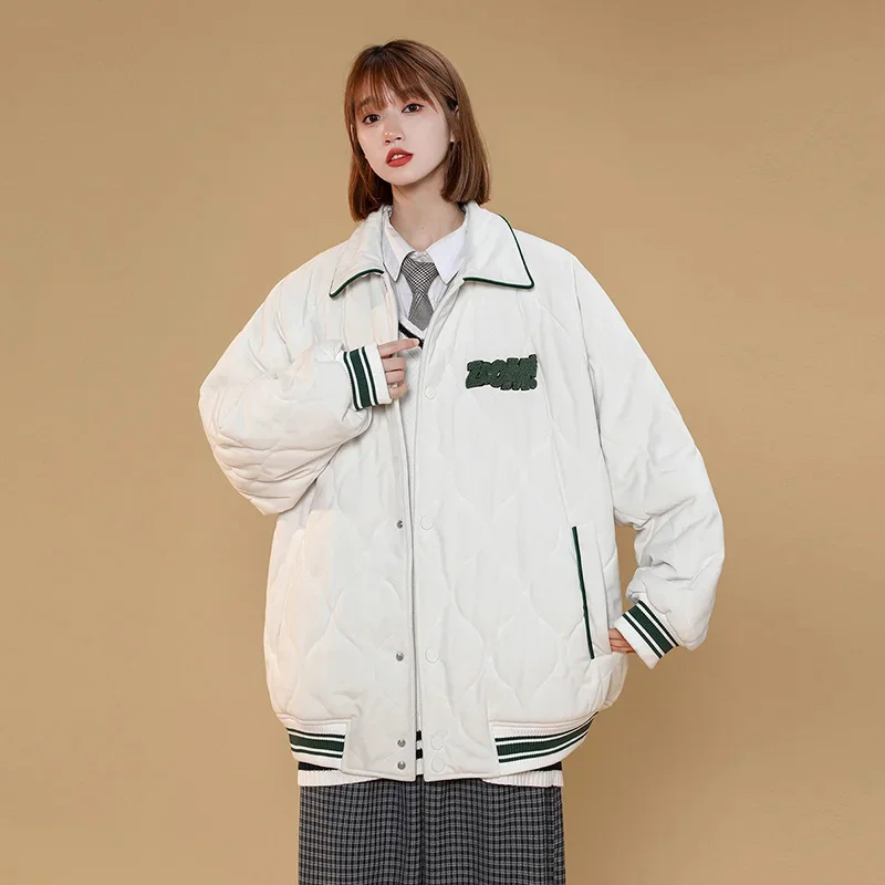 2024Jacket For Men Winter Warm Lapel Velvet Padded Jacket Couples Thickened Cold-Proof Parkas Vintage Fashion Windbreaker