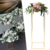 31*31*100cm Gold Flower Floor Stand Metal Column Flower Stand Flower Arrangement For Wedding Party Dinner Centerpiece 2