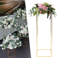 31*31*100cm Gold Flower Floor Stand Metal Column Flower Stand Flower Arrangement For Wedding Party Dinner Centerpiece 2