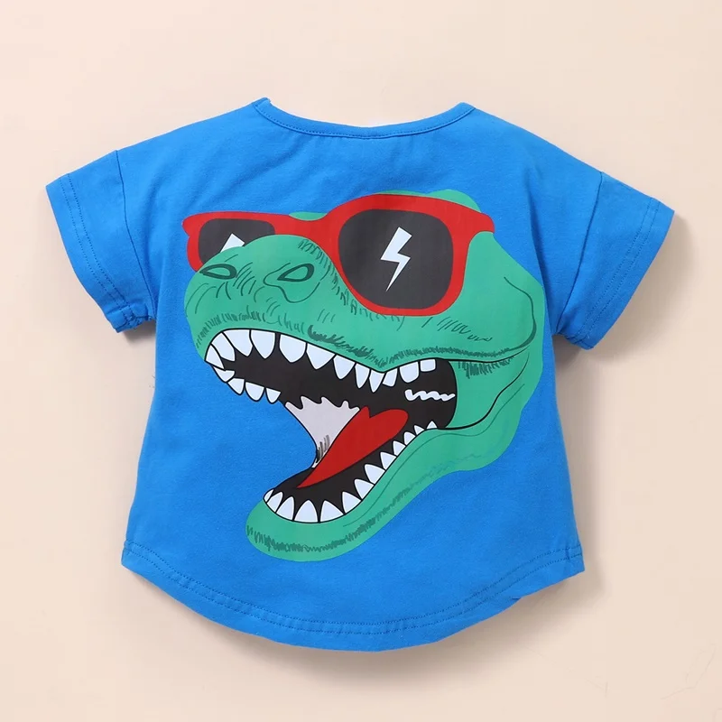

Kids Summer Clothes Cool Fashion Cartoon Animal Dinosaur Short Sleeve T-shirts Unisex Boys Clothes Tops Girls Clothes Tees 1-6Y
