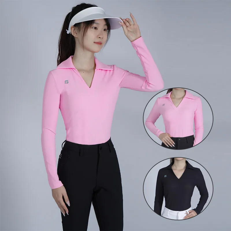 

Golfist Autumn Women Long Sleeve Golf Shirt Ladies V-neck Leisure Golf Tops Breathable Polo T-shirts Elegant Fashion Clothing