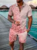 Men Zipper Collar Polo Shirt And Shorts 2pcs Sets Street T-shirt Piece Casual Sportswear Ropa Hombre 3D Vintage Man Clothing 4