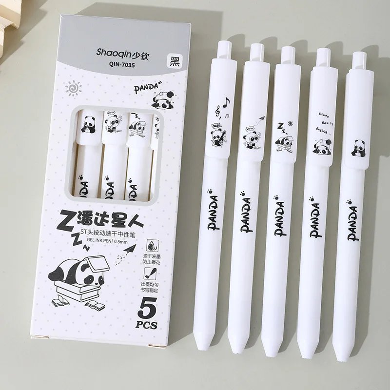 

40 pcs/lot Kawaii Panda Press Gel Pen Cute 0.5mm Black Ink Pens Gift Stationery Office School Supplies Wholesale