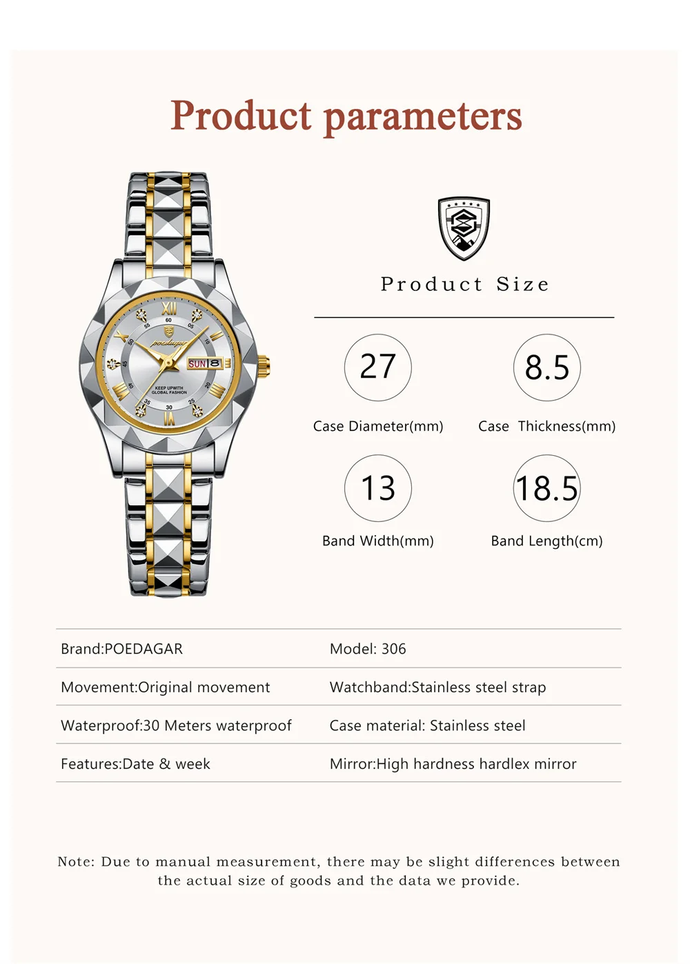 POEDAGAR 306 Women's Watch description image 6