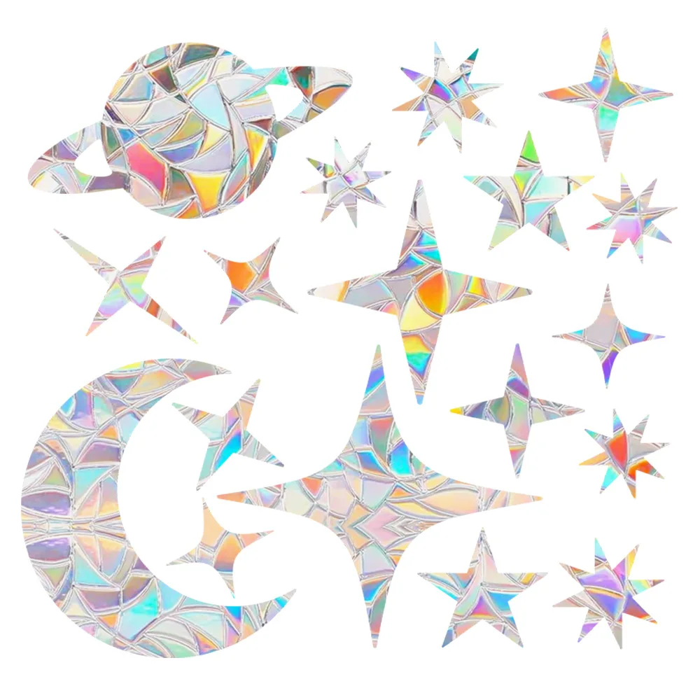 Suncatcher Moon Sticker Eid Mubarak Ramadan Sunlight Catcher Window Sticker Sun Catcher Rainbow Film Muslim Islamic Window Decor
