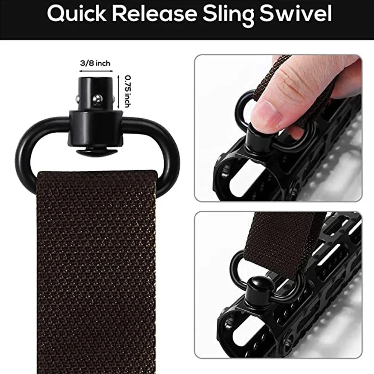 Enhanced Tactical Adjustable Rifle Sling with QD Metal Strap Swivel, Durable Nylon - 2-Point Multi-Mission Release