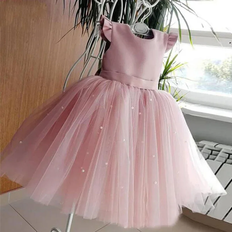 

New Girls Baby Summer Dress Wedding Birthday Party Fluffy Lace Dress 1-5 Y Toddler Dress Elegant Tutu Vestidos Kids Clothes