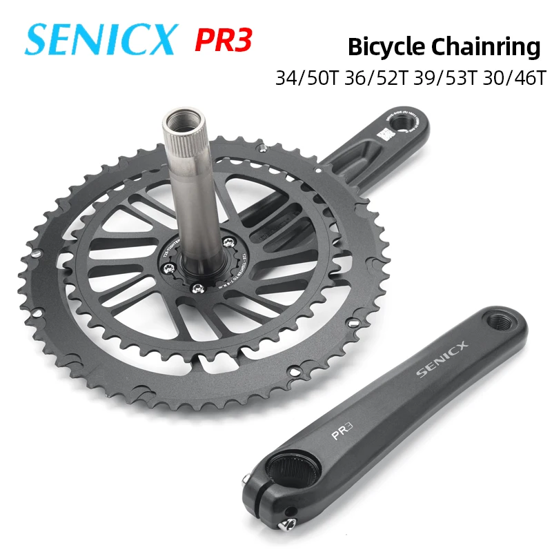 

SENICX Bicycle Chainring Cycling Crank Chainwheel 165/170/175mm Crankset for Road Bike 30/46T 34/50T 36/52T 39/53T Bicycle Parts