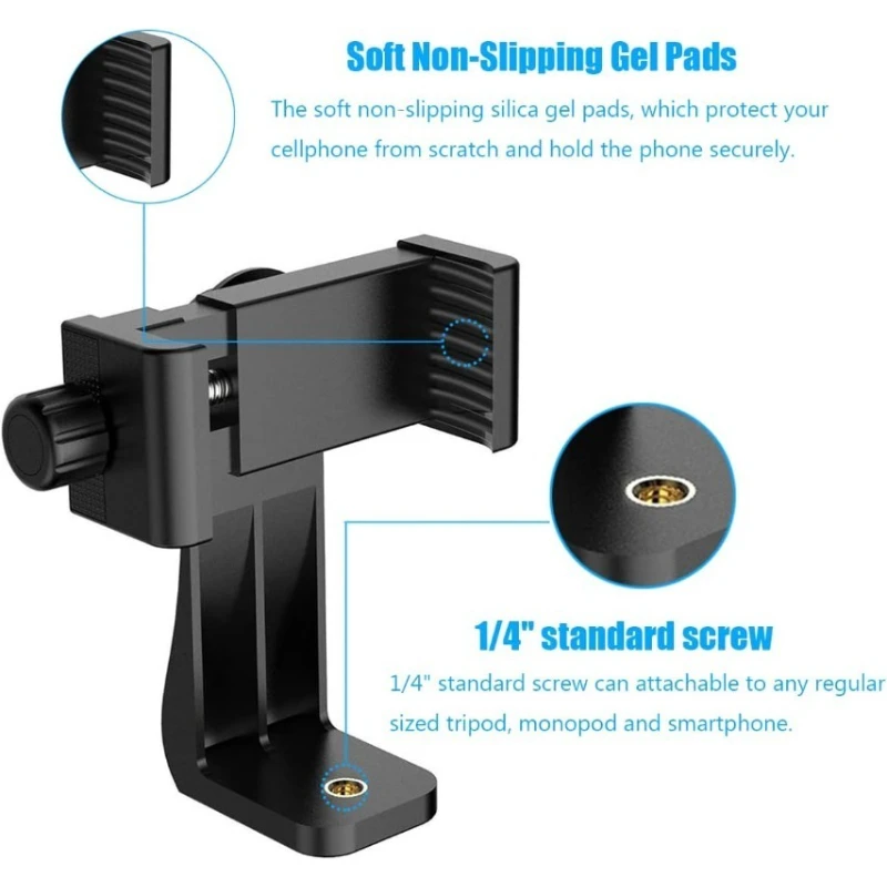 Universal Smartphone Tripod Mount with 360° Rotation Adjustable Clip & 1/4" Screw for IPhone/Android Durable Phone Accessories