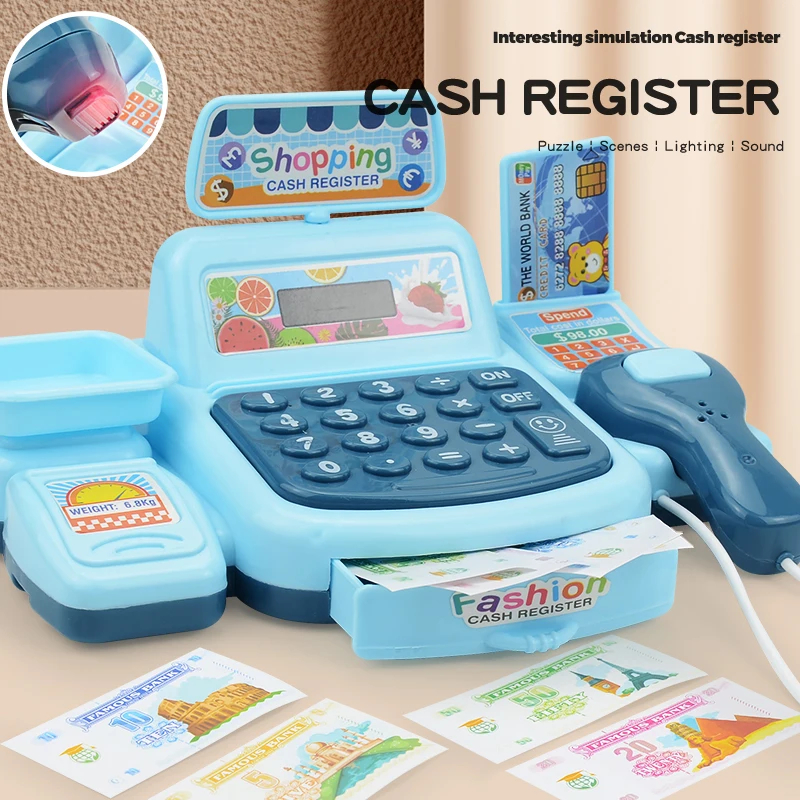 Simulation Shopping Cash House Toys Electronic Game Lighting And Sound Effects Supermarket Cashier Toys