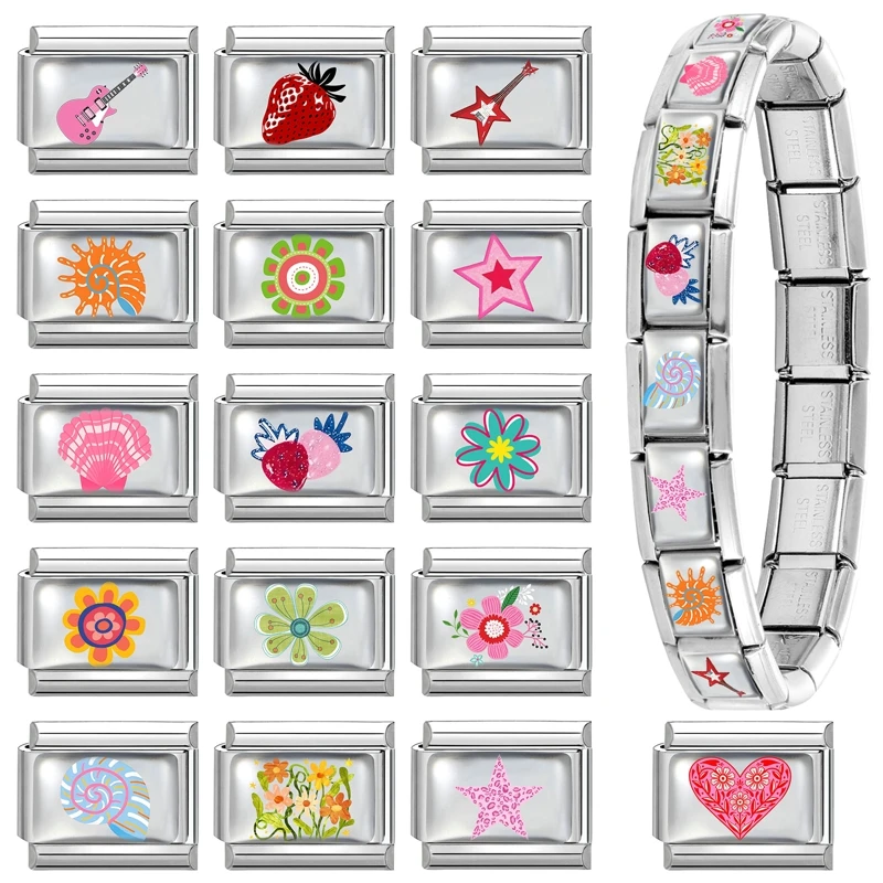 Strawberry Design Guitar Italian Stainless Steel Bracelet Women