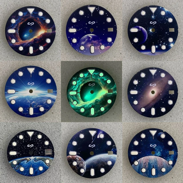 Starry Night Glow Dial Accessories 28.5mm Single Calendar Face Green Night  Glow Suitable for NH35/36/4R Movement - AliExpress