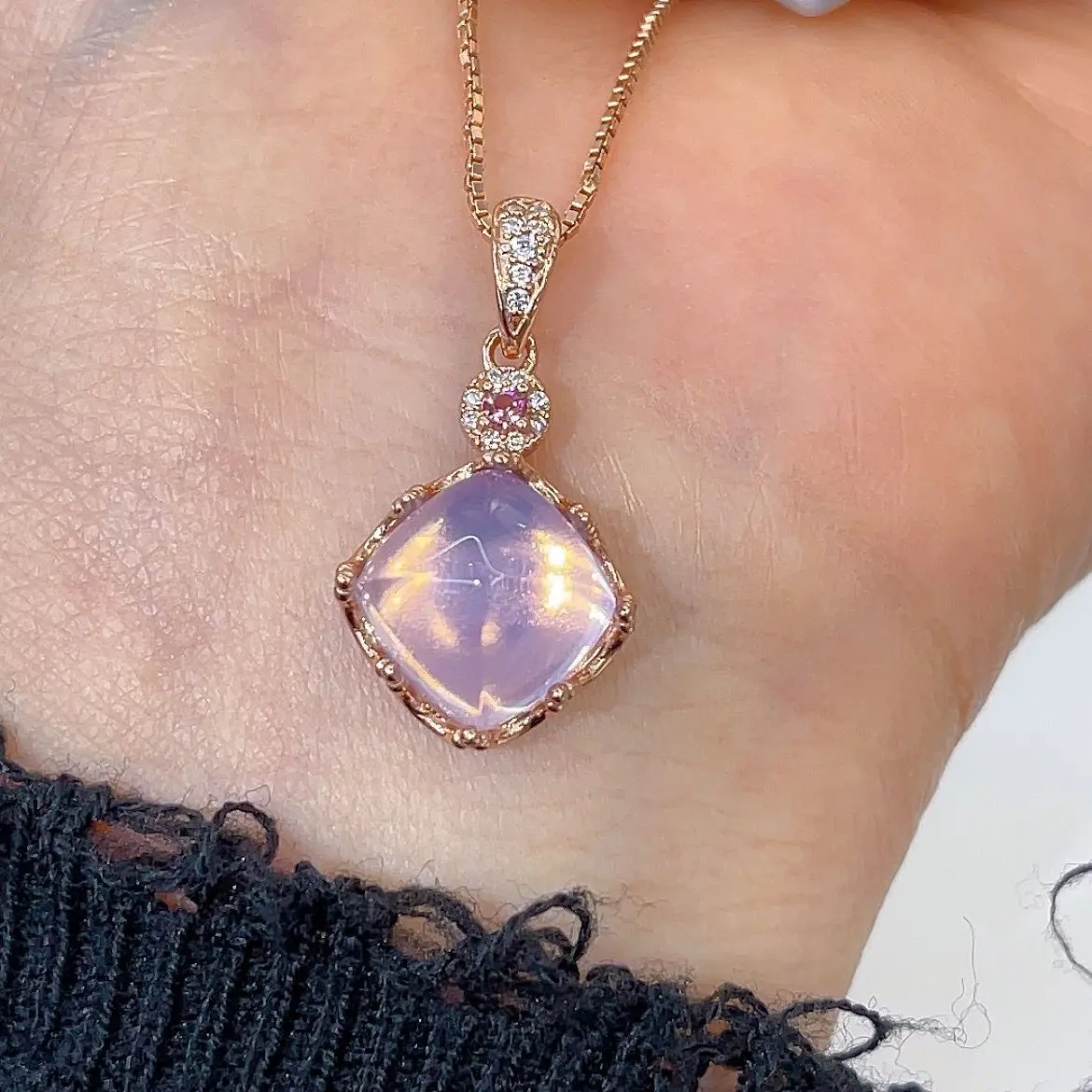 

Fashion Best Seller Jewelry Pendant For Woman With 100% Natural Lavender Amethyst Gemstone 10*10mm Jewelry Pendant For Lady Gift