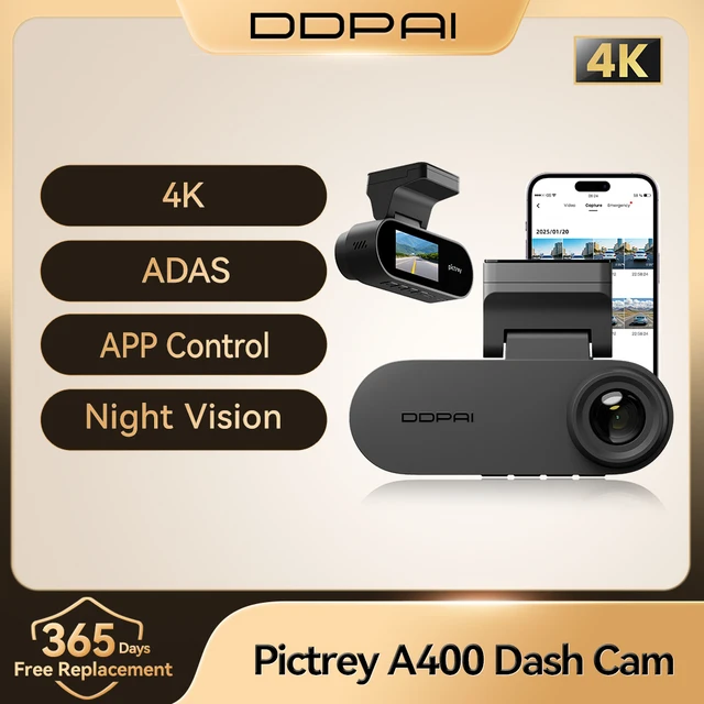 Pictrey A400 4K Dash Camera with WiFi ADAS Night Vision 1.9'' IPS Screen Support 24H Parking Monitor