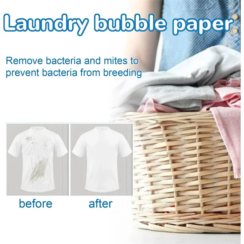 Laundry Detergent Laundry Tablets Concentrated Washing Powder Underwear Detergent Sheets Laundry Bubble Paper Clothing Cleaning Product 30Pcs/Bag