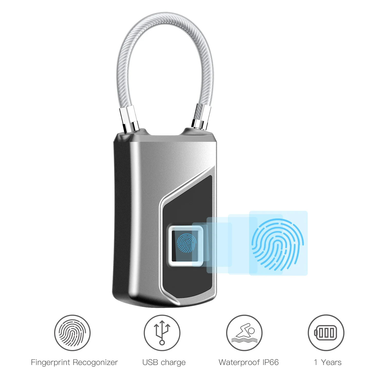 

Smart Padlock Luggage Backpack Lock Anti-theft Door Lock Locker Lock Waterproof Fingerprint Lock