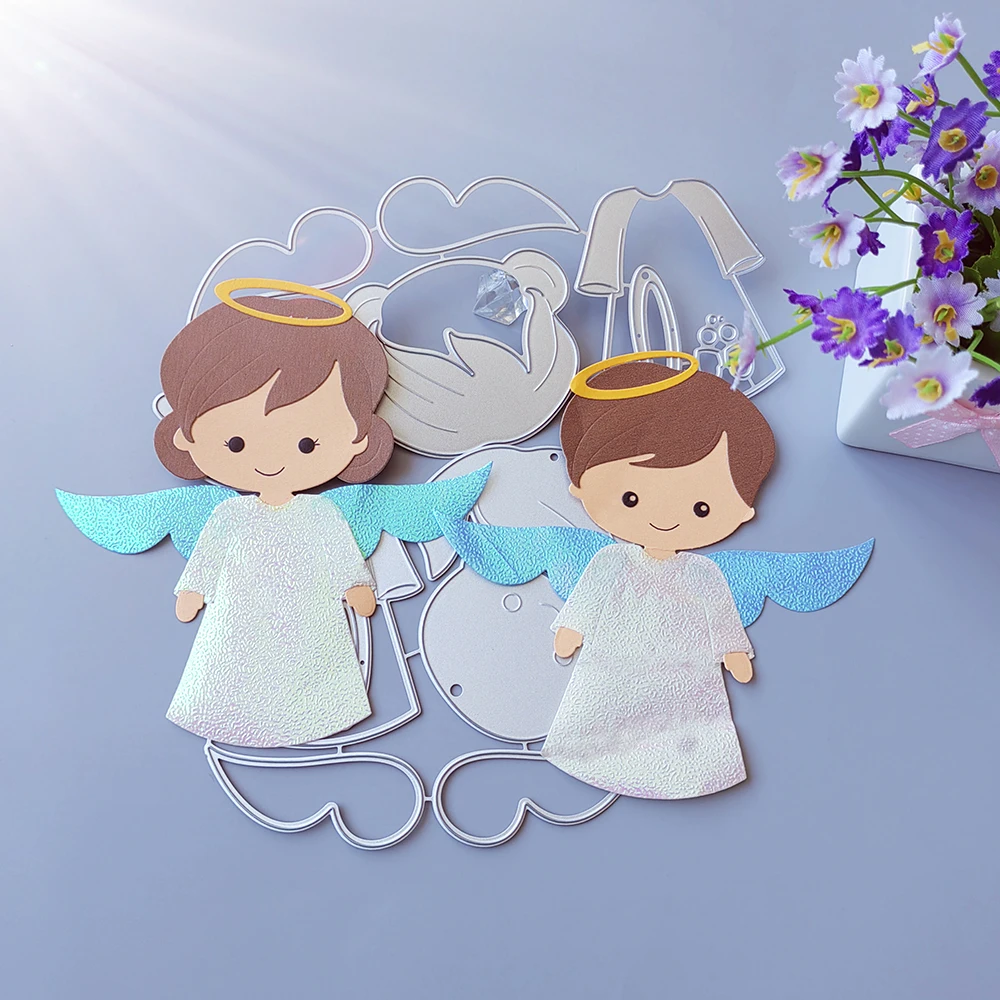 

beautiful boy girl angel die-cutting dies scrapbook decoration embossed photo album decoration card making DIY crafts