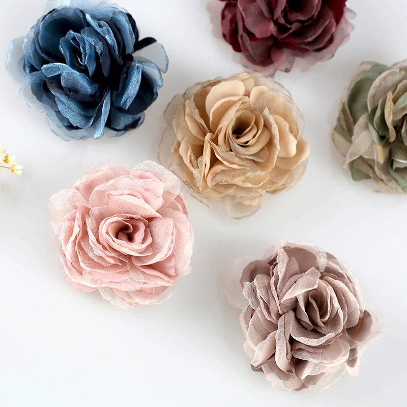 

Beautiful Cloth Easy-match Flower Office Party Brooch Pin Gifts Fashion Fabric Camellia Flower Brooches For Women