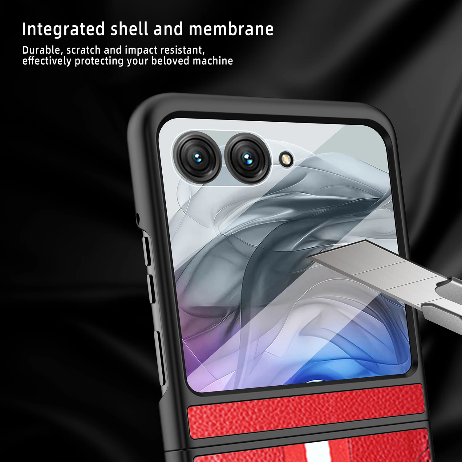 Luxury Lychee Pattern Card Slot Phone Case with Tempered Glass Cover