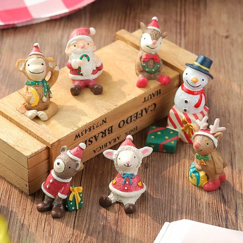 Christmas Animal Santa Claus Resin Crafts, Fairy Garden Miniatures, Zakka Ornaments, Decorations, Gift, Home Decor Accessories