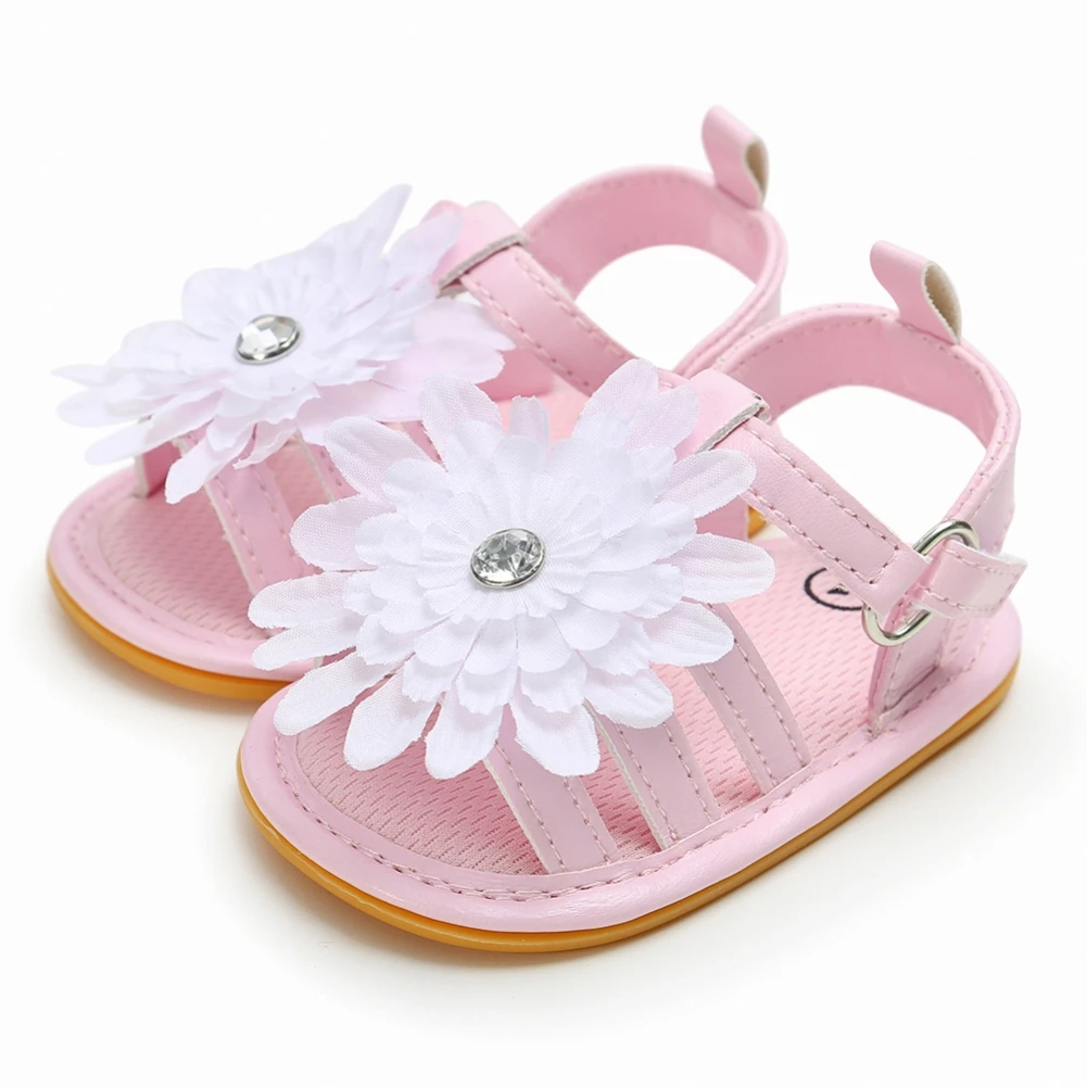 

Jlong Summer Baby Girl Bow Sandals Newborn First Walker 0-18 Months PU Leather Infant Casual Sequins Anti-Slip Soft Sole Shoes