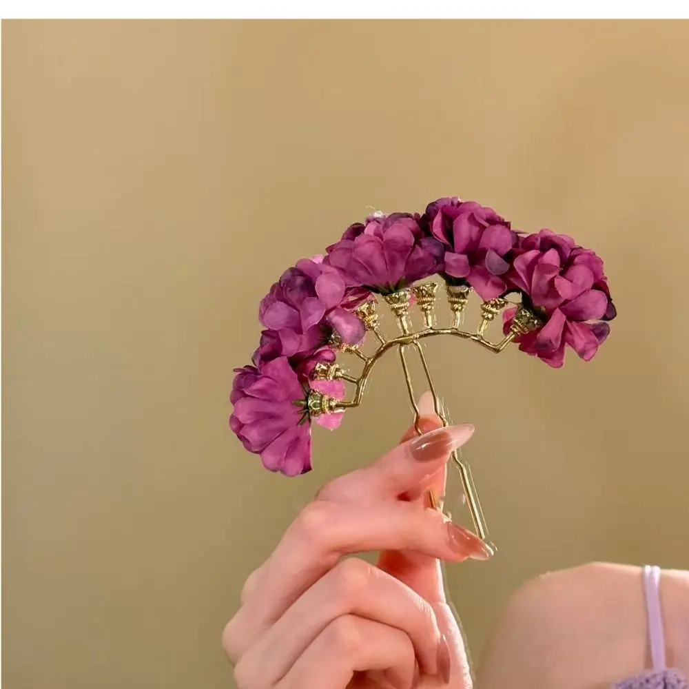 Eleganter Süßer Blumen-Haarstab, Böhmische Feenhafte Thai-Haargabel, Simulierte Blumen-Haarnadel im Chinesischen Stil, Seitlicher Clip für Brautjungfern – Detail 10