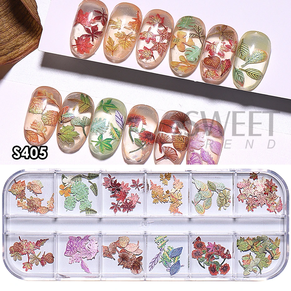 Autumn Maple Leaf Nail Art Sequins Set – Decorative DIY Charm Manicure Accessories