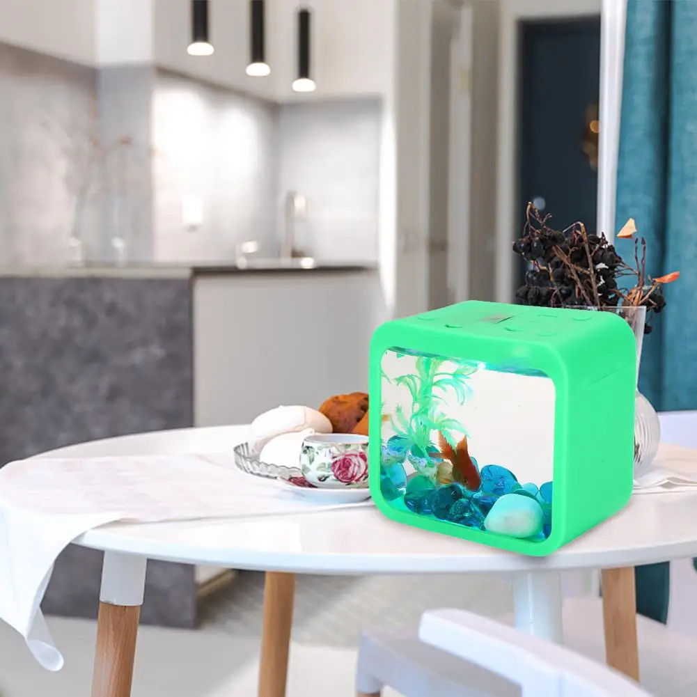 Fish Aquarium Fish Breeding Box Creative Aquarium LED Decor Mini Aquarium Betta Fish Transparent Tank Plastic Fishbowl Desktop Accessories
