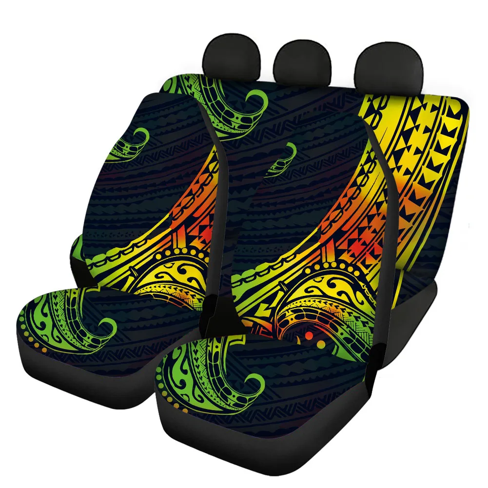 

INSTANTARTS Golden Gradient Polynesian Tribal Coral Front/Back Car Seat Covers Full Set Vehicle Seat Protect Interior Seat Cover