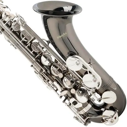 by Cecilio Tenor Saxophone, L+92D B Flat, Case, Tuner, Mouthpiece, Black with Nickel Keys