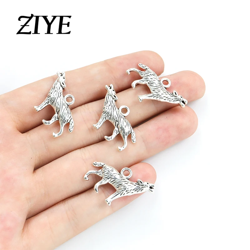 

10pcs Howling Wolf Charms 18x25mm Antique Silver Color Fierce Animal Metal Pendants Making DIY Handmade Vintage Jewelry Findings