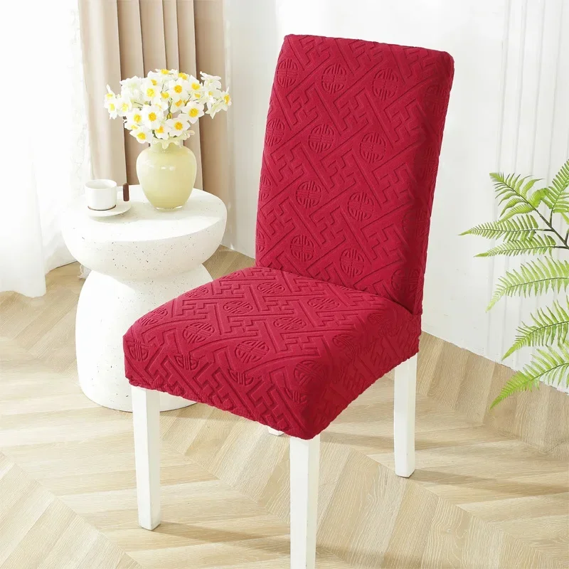 Jacquard Chair Cover for Dining Room Stretch Jacquard Dining Chair Cover Slipcover Elastic Spandex Kitchen Chair Cover 5