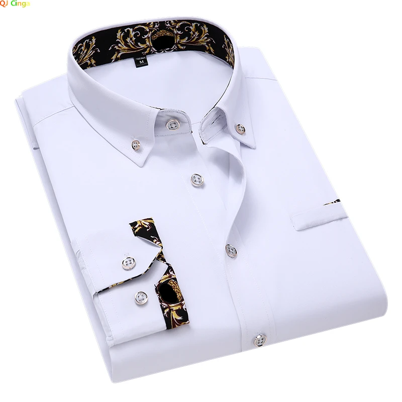 

Men's Clothing Arrival Men Shirt Fashion Causal Long Sleeved Male Dress Social Business Cotton Shirt Soft Weeding White Shirts